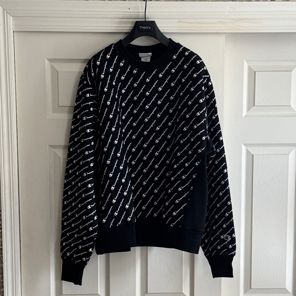 Champion Black and White Logo Crewneck Sweater
